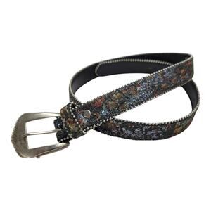 Absolutely Fresh Womens Belt Small Western Glitter Sequin Floral Y2K USA
